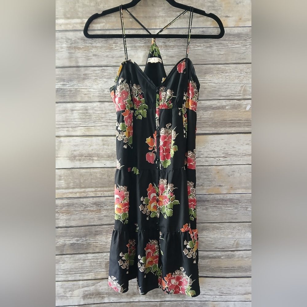 American Eagle Outfitters Black Floral Midi Dress